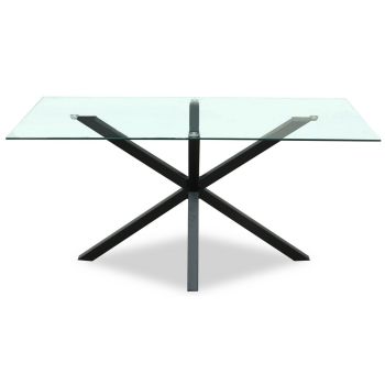 Monza Indoor Rectangular Dining Table - Glass - L80 x W160 x H76 cm - Black