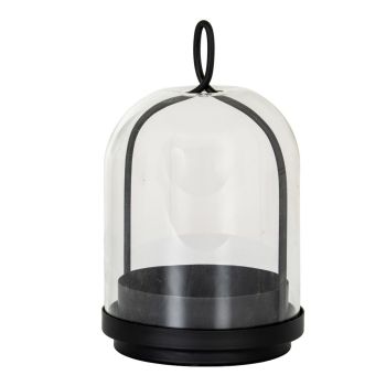 Nysa Medium Candle Holder with Glass Cloche - L15 x W15 x H25 cm - Black