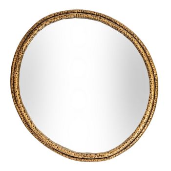 Nahla Large Mirror with Dimpled Frame - Glass - L3 x W86 x H82 cm - Gold