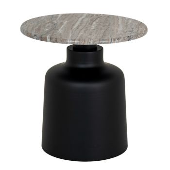 Oura Round Side Table - Metal - L47 x W47 x H48 cm - Black