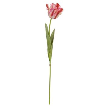 Multi Pink Parrot Tulip Artificial Flower - Plastic - H69 cm - Green