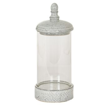 Sona Medium Hurricane Lantern Candle Holder with Lid - Glass - L17 x W17 x H42 cm - White