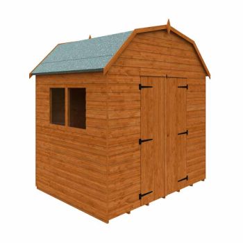 6 x 8 Feet Barn 12mm Shed - Solid Wood/Softwood/Pine - L175 x W235 x H261.3 cm - Burnt Orange