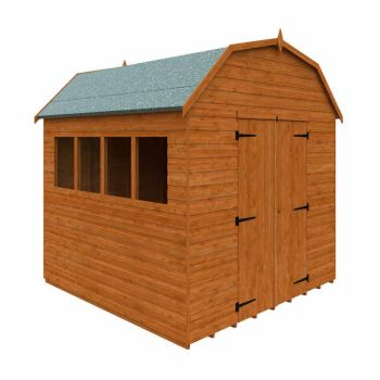 8 x 8 Feet Barn 12mm Shed - Solid Wood/Softwood/Pine - L235 x W235 x H261.3 cm - Burnt Orange