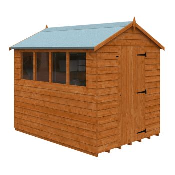 8 x 6 Feet Budget Apex 9mm Shed - Solid Wood/Softwood/Pine - L235 x W175 x H217.9 cm - Burnt Orange