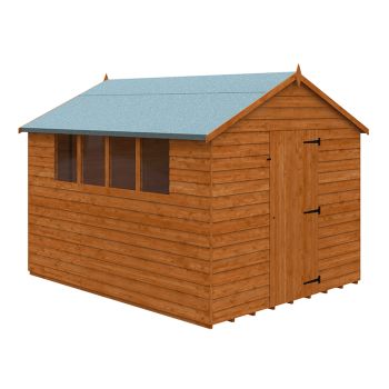 10 x 8 Feet Budget Apex 9mm Shed - Solid Wood/Softwood/Pine - L295 x W235 x H231.9 cm - Burnt Orange