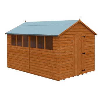 12 x 8 Feet Budget Apex 9mm Shed - Solid Wood/Softwood/Pine - L355 x W235 x H231.9 cm - Burnt Orange