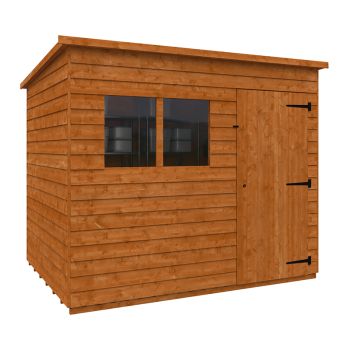 8 x 6 Feet Budget Pent 9mm Shed - Solid Wood/Softwood/Pine - L235 x W175 x H204.1 cm - Burnt Orange