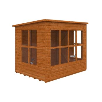 8 x 6 Feet Penthouse 12mm Shed - Solid Wood/Softwood/Pine - L235 x W175 x H204.1 cm - Burnt Orange