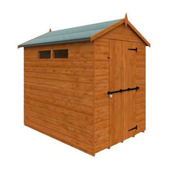 7 x 5 Feet Security Apex 12mm Shed - Solid Wood/Softwood/Pine - L205 x W145 x H210.9 cm - Burnt Orange