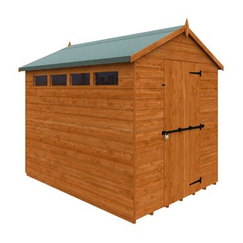 8 x 6 Feet Security Apex 12mm Shed - Solid Wood/Softwood/Pine - L235 x W175 x H217.9 cm - Burnt Orange