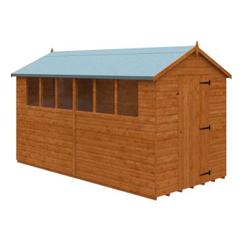 12 x 6 Feet Super Apex 12mm Shed - Solid Wood/Softwood/Pine - L355 x W175 x H217.9 cm - Burnt Orange