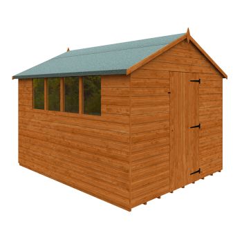 10 x 8 Feet Super Apex 12mm Shed - Solid Wood/Softwood/Pine - L295 x W235 x H231.9 cm - Burnt Orange