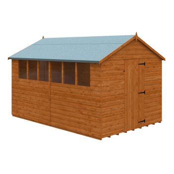 12 x 8 Feet Super Apex 12mm Shed - Solid Wood/Softwood/Pine - L355 x W235 x H231.9 cm - Burnt Orange