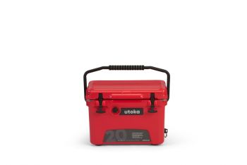 Utoka 20 Red Hard Cooler Cool Box - Rotomoulded LLDPE & Polyurethane foam - L34 x W54 x H36 cm - Red