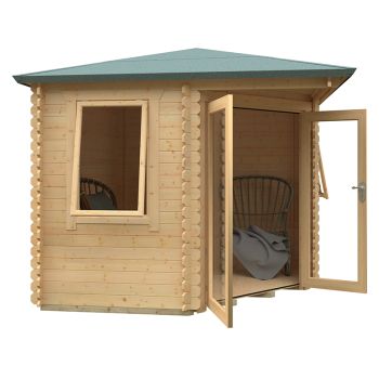 10x10 The Bradwell 28mm Cabin - L295 x W295 x H272.6 cm - Solid Wood/Softwood/Pine - Natural