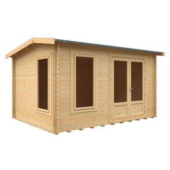 14x10 The Longleat 28mm Cabin - L415 x W295 x H247 cm - Solid Wood/Softwood/Pine - Natural