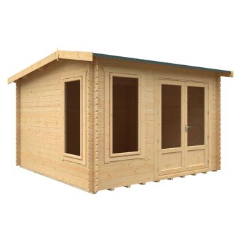 12x12 The Longleat 28mm Cabin - L355 x W355 x H247 cm - Solid Wood/Softwood/Pine - Natural