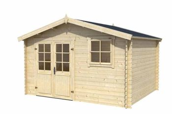 Ebro B-Log Cabin, Wooden Garden Room, Timber Summerhouse, Home Office - L384.6 x W330 x H245.1 cm