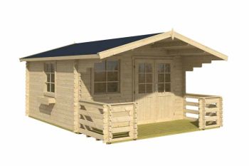 Luna 2-Log Cabin, Wooden Garden Room, Timber Summerhouse, Home Office - L403.8 x W530 x H245.1 cm