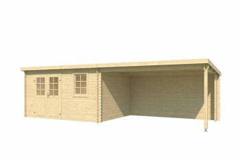 Reno-Log Cabin, Wooden Garden Room, Timber Summerhouse, Home Office - L780 x W313.9 x H210.9 cm