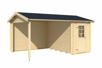 Wibo 300-Log Cabin, Wooden Garden Room, Timber Summerhouse, Home Office - L465 x W337.8 x H245.1 cm