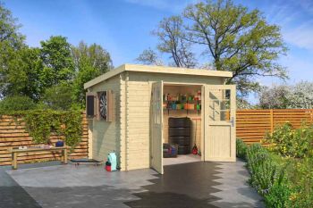 San Jose 175-Log Cabin, Wooden Garden Room, Timber Summerhouse, Home Office - L295 x W213.1 x H210.9 cm