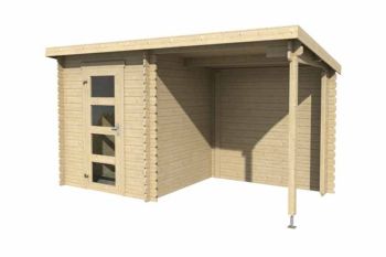Jelle 175 Plus-Log Cabin, Wooden Garden Room, Timber Summerhouse, Home Office - L390 x W214.4 x H210.9 cm