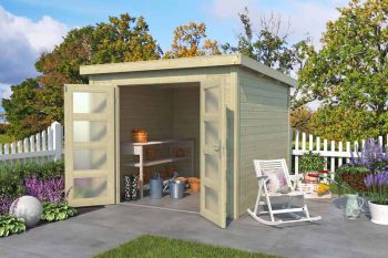 Zambezi 4-Log Cabin, Wooden Garden Room, Timber Summerhouse, Home Office - L270 x W274.7 x H210.9 cm