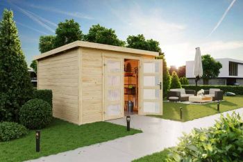 Zambezi 7-Log Cabin, Wooden Garden Room, Timber Summerhouse, Home Office - L320 x W324.8 x H210.9 cm