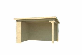 Buffalo 380-Log Cabin, Wooden Garden Room, Timber Summerhouse, Home Office - L420 x W324 x H250.8 cm