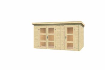 Zambezi XL-Log Cabin, Wooden Garden Room, Timber Summerhouse, Home Office - L400 x W259.7 x H210.9 cm