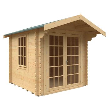 8x8w The Lotherton Plus 44mm Cabin - L235 x W235 x H251.3 cm - Solid Wood/Softwood/Pine - Natural