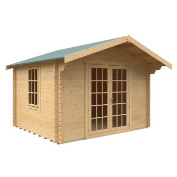 10x12w The Lotherton Plus 44mm Cabin - L295 x W355 x H271.9 cm - Solid Wood/Softwood/Pine - Natural