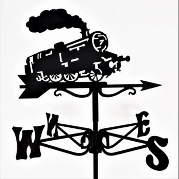 Mini Steam Train Weathervane - Blackwind vane - Steel - L38 x W38 x H56 cm - Black