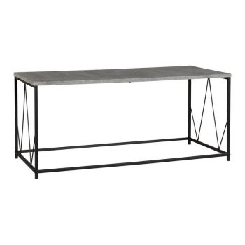 Athens Rectangular Coffee Table - L45 x W100 x H45 cm - Concrete Effect/Black