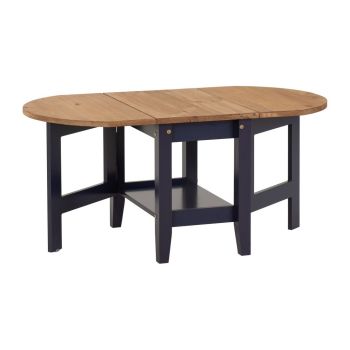 Santos Drop Leaf Coffee Table - Navy Blue/Distressed Waxed Pine