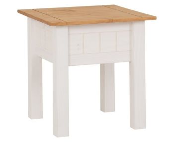 Panama Lamp Table - L50.5 x W50.5 x H52.5 cm - White/Natural Wax