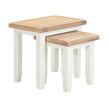 Windsor Nest of Tables (Set of 2) - Ivory/Oak