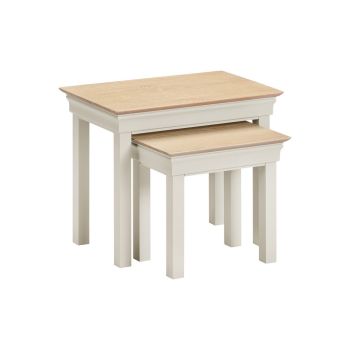 Bordeaux Nest of 2 Tables - Ivory/Oak