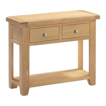 Windsor 2 Drawer Console Table - L34 x W85 x H70.5 cm - Natural Oak