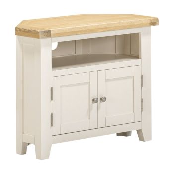 Windsor Corner TV Unit - L40 x W80 x H65 cm - Ivory/Oak