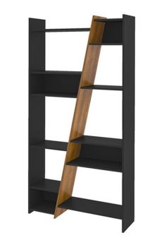 Naples Tall Bookcase - L30 x W93 x H179 cm - Black/Pine Effect