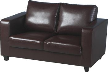 Tempo Two Seater Sofa-in-a-Box - L75 x W140 x H84 cm - Brown Faux Leather