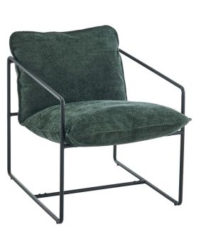 Tivoli Occasional Chair - L90 x W65 x H84 cm - Black Metal/Green Fabric