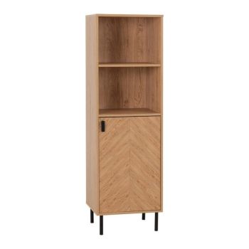 Leon 1 Door 2 Shelf Cabinet - L40 x W50 x H160 cm - Medium Oak Effect