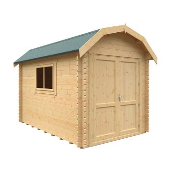 12x8w The Alford Barn Plus 44mm Cabin - L355 x W235 x H277.6 cm - Solid Wood/Softwood/Pine - Natural