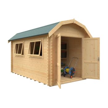 14x8w The Alford Barn Plus 44mm Cabin - L415 x W235 x H277.6 cm - Solid Wood/Softwood/Pine - Natural