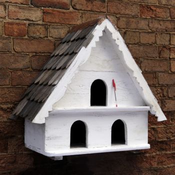 Two Tier Dovecote (Large Hole) Framlingham Traditional English Triangular Wall Mounted Birdhouse for Doves or Pigeons