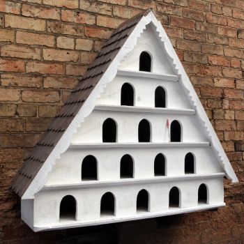 Five Tier Dovecote (Large Hole) Traditional English Triangular Wall Mounted Birdhouse for Doves or Pigeons